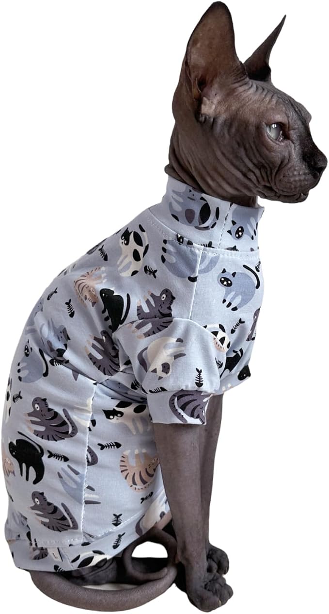 Limited Edition Sphynx Cat Cotton T-Shirts Hairless Cat Sweatshirt Pet Kitten - Image 4
