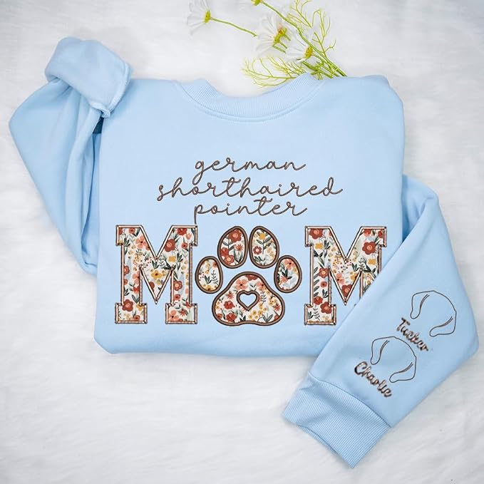 CHILLEVER Personalized Embroidered Dog Mom Sweatshirt, Dog Mama Crewneck - Image 3