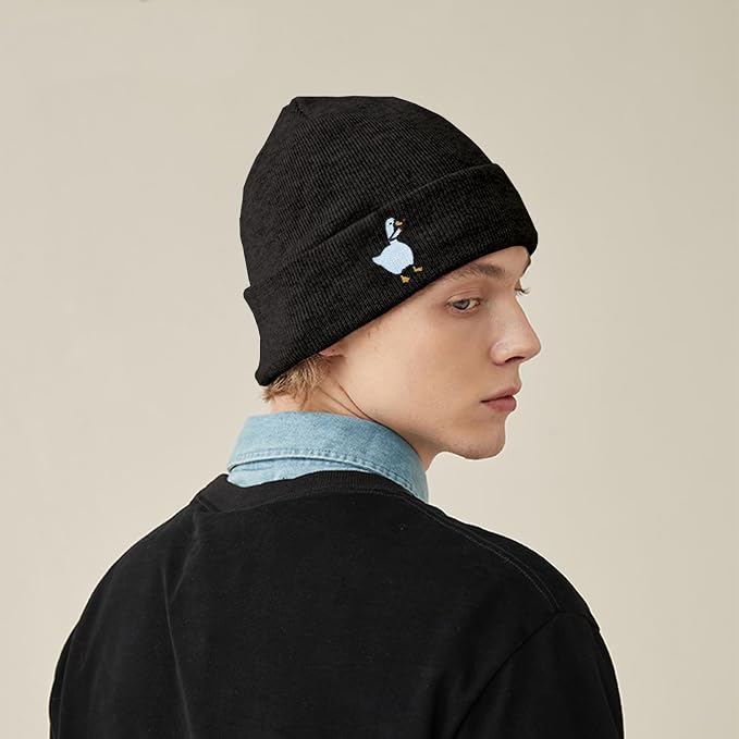 Funny Beanies Warm Knit Hats Fall Winter Black Hip Pop Knit Hat Cap - Image 3