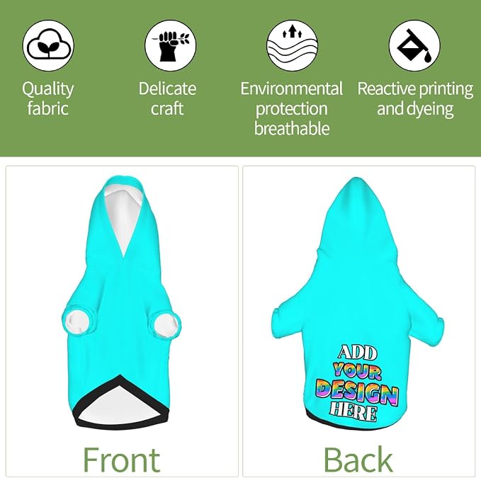 Custom Dog Hoodie for Small Pets, Personalized Photo Text Pet Warm Pullover - Image 5