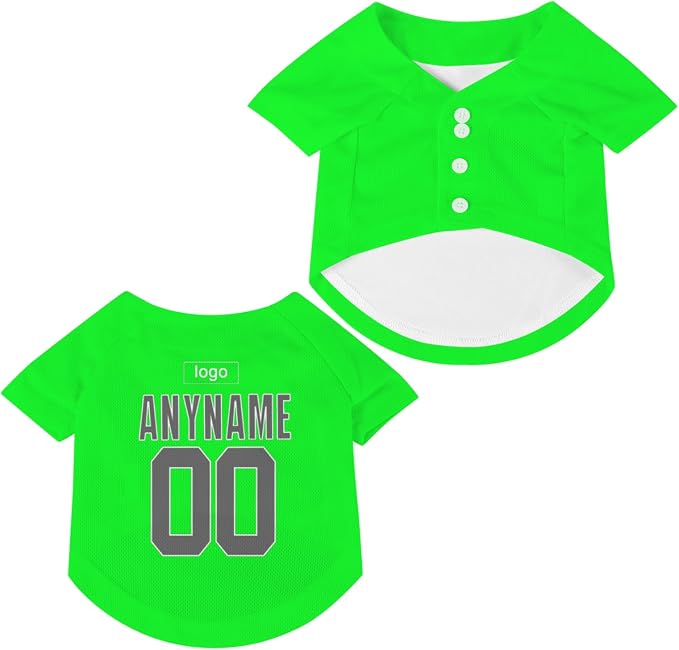 Custom Pet Dog Baseball Jersey Personalized Dog&Cat Jersey Printed Text Logo by Lonhooker