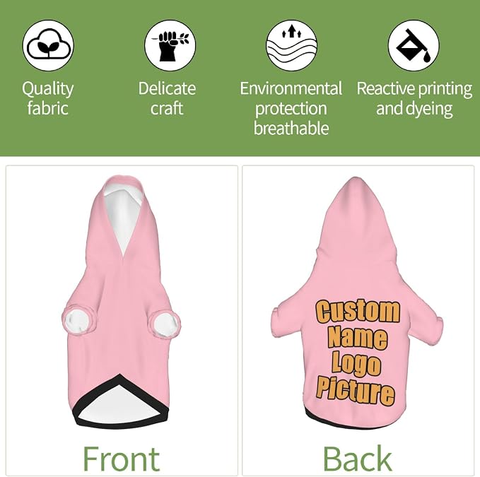 Customized Hoodie for Small Cats Add Your Design Photo Text Logo Custom Dog - Image 6