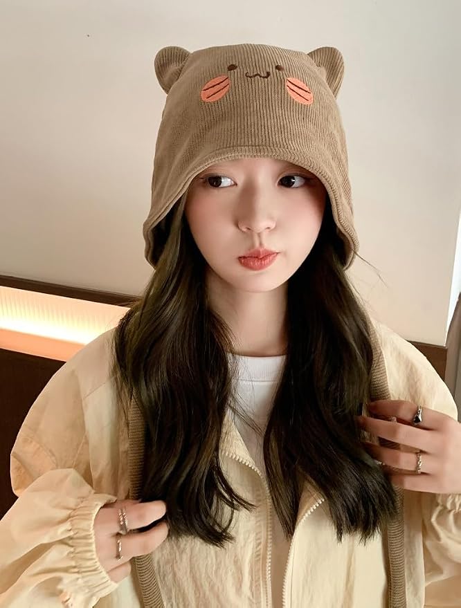 Women's Teen Girls Knitted Cat Kitty Cuffed Beanie Hat Winter Outdoor Stretchy - Image 2