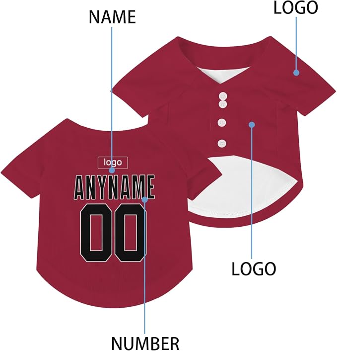 Custom Pet Dog Baseball Jersey Personalized Dog&Cat Jersey Printed Text Logo - Image 4