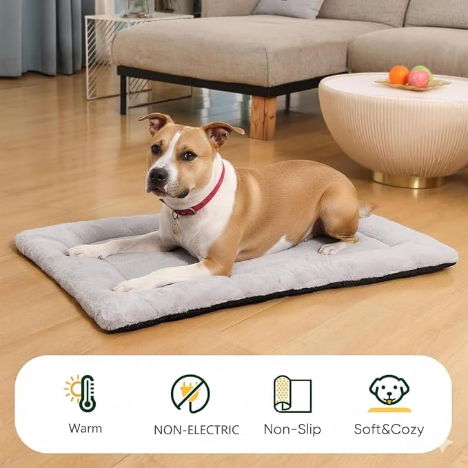 Dog Crate Pad 30 Inch, Washable Plush Crate Mat - Image 2