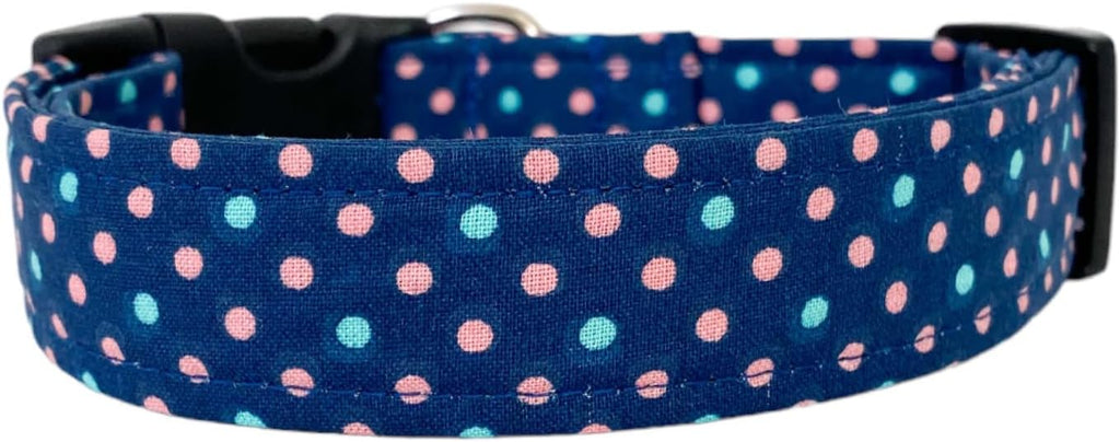 Blue Polka Dots Dog Collar by Collars+by+Design