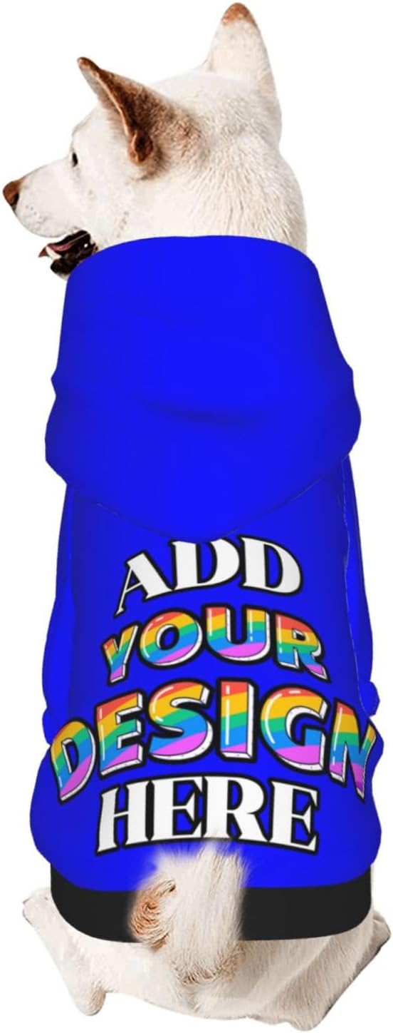 Custom Dog Hoodie for Small Pets, Personalized Photo Text Pet Warm Pullover by Phyxara