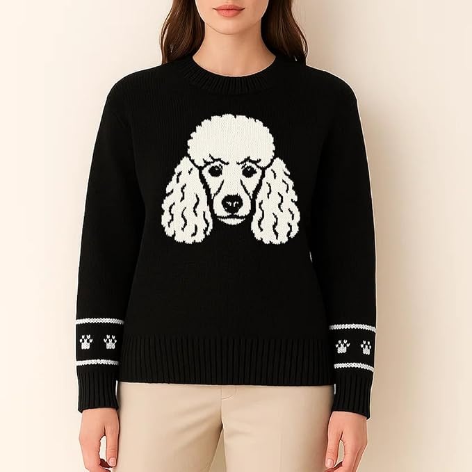 Custom Dog Knit Sweater for Women Personalized Pet Paw Print Pullover Dog Mom - Image 2