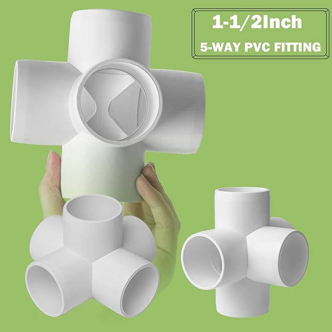 6Pack 5 Way PVC Fittings 1-1/2Inch, SCH40 Furniture Grade Elbow Fittings - Image 4