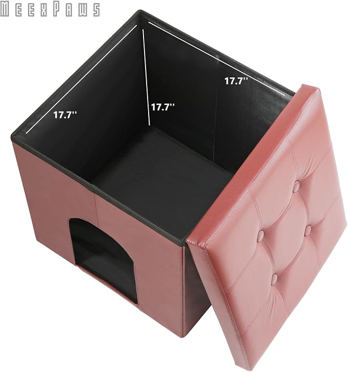 MEEXPAWS Cat Litter Box Enclosure Furniture Hidden, Cat Washroom Bench Storage - Image 3
