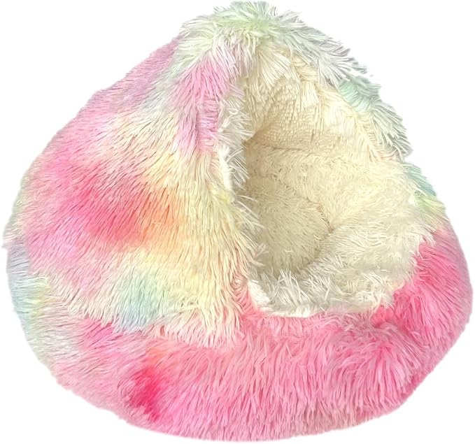 Cat Bed Round Fluffy Hooded Cat Bed Cave, Anti-Anxiety Cave Bed - Image 5