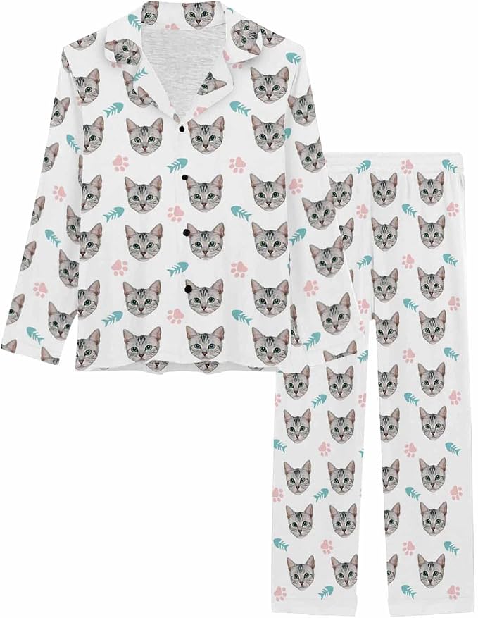 MyPupSocks Custom Face Pajamas for Women Set, Personalized Photo Long Sleepwear - Image 4