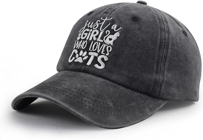 Just a Girl Who Loves Cats Hat for Women, Funny Adjustable Embroidered Cat Mom - Image 2