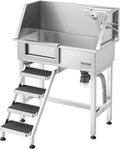 VEVOR 34" Dog Washing Station Professional Stainless Steel Pet Grooming Tub Bathtub Dog Wash Sink with Shower Faucet Soap Holder Non-Slip Stairs Easy-Clean for Small Dogs Cats Left Door by VEVOR