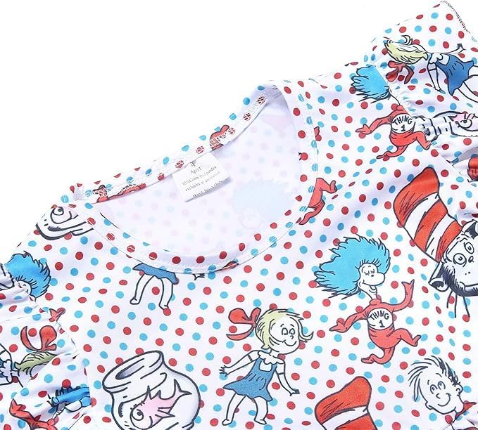 Baby Girls Spring Summer Cat in The Hat Dress Girls Flutter Sleeve Boutique - Image 5