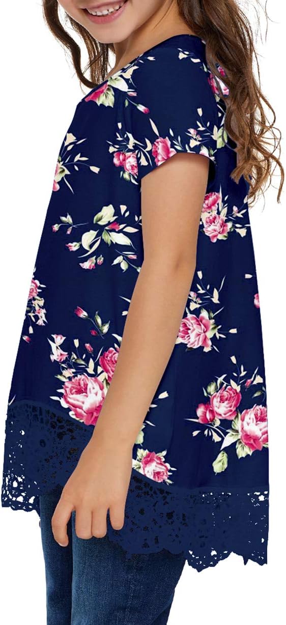 storeofbaby Girls Casual Tunic Tops Short Sleeve Loose Soft Blouse T-Shirt - Image 5