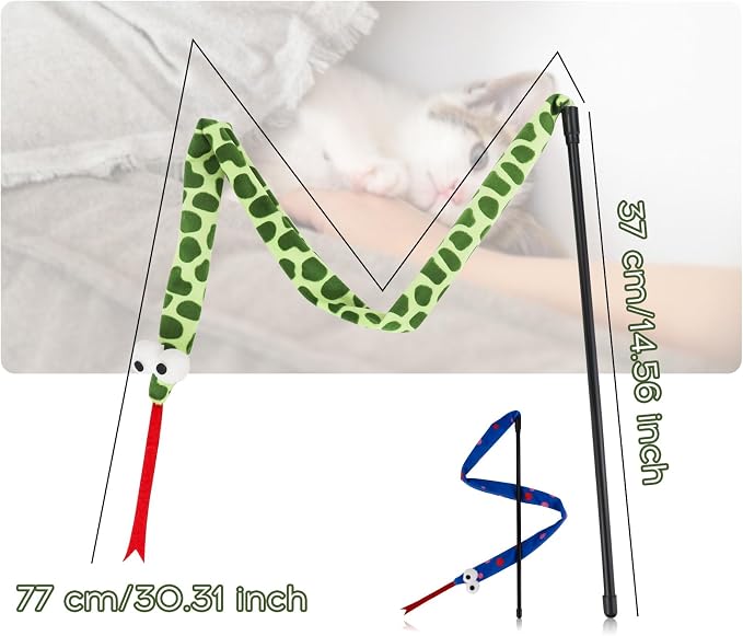 Andiker Cat Wand Toy, 44 Inches Plush Cats Snake Toys - Image 2
