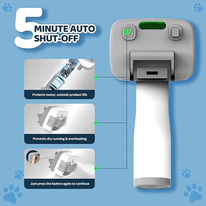 Pet Steam Brush for Dogs & Cats, 5-in-1 Self-Cleaning Dog Steam Brush - Image 5