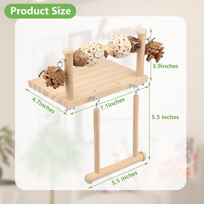 Litewoo Bird Perch Wooden Platform Bird Swing Chew Toys Play Gyms Exercise - Image 2