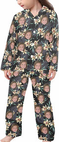 Artsadd Girls Pajamas Set Custom Face Pet Photo Long Sleeve Sleepwear by Artsadd