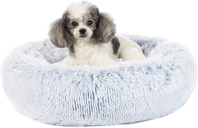 Bedfolks Calming Donut Dog Bed, 23 Inches Round Fluffy Dog Beds by Bedfolks