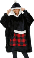 Wearable Blanket Hoodie with Giant Pocket, Soft Warm Sherpa Fleece Oversized by Bupekbee