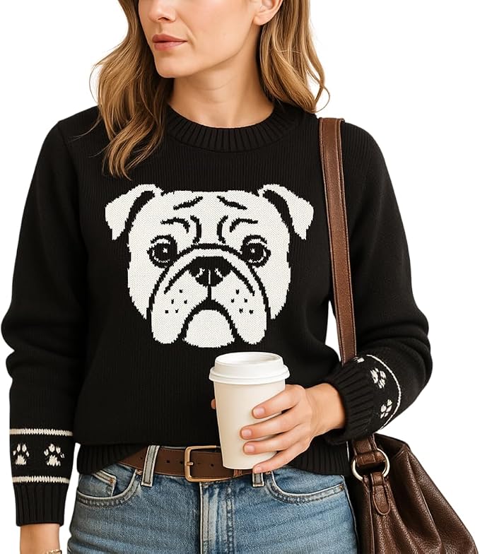 Custom Dog Knit Sweater for Women Personalized Pet Paw Print Pullover Dog Mom by GrewearFashion