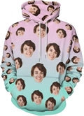 Artsadd Custom Face Unisex athletic Pockets Sweatshirt Loose Hoodie Custom by Artsadd
