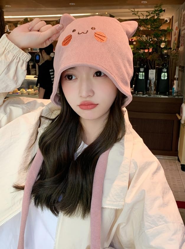 Women's Teen Girls Knitted Cat Kitty Cuffed Beanie Hat Winter Outdoor Stretchy - Image 4