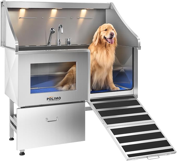 Dog Washing Station with LED Display, 304 Stainless Steel Pet Wash Sink by BathTimeMadeEasy