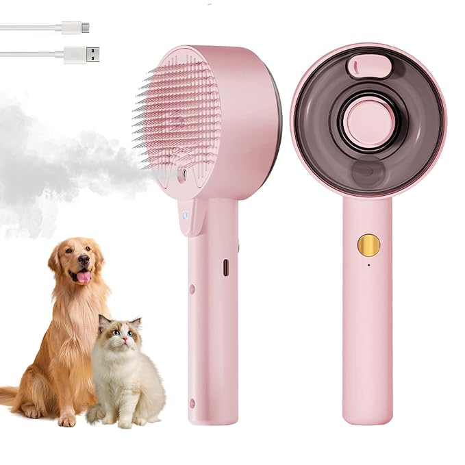 Cat Steam Brush, Cat Brushes for Indoor Cats, 4 In 1Spritz Spray Defur Comb by YEAHGO