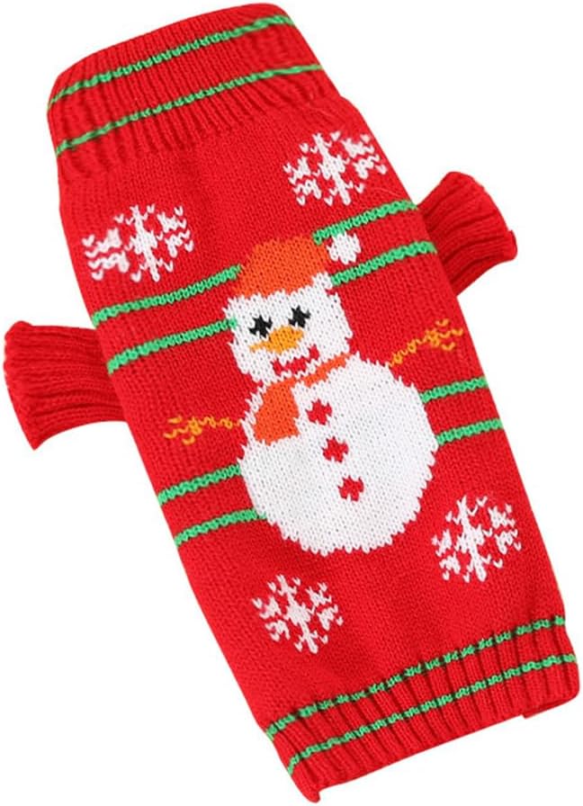 ANIAC Christmas Puppy Sweater Snowman Small Dog Knitwear Snowflake Cat Outfit - Image 2