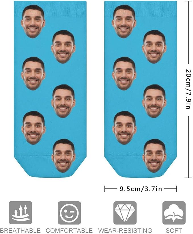 Personalized Ankle Socks with Face Custom Photo Socks Low Cut Ankle Socks - Image 3