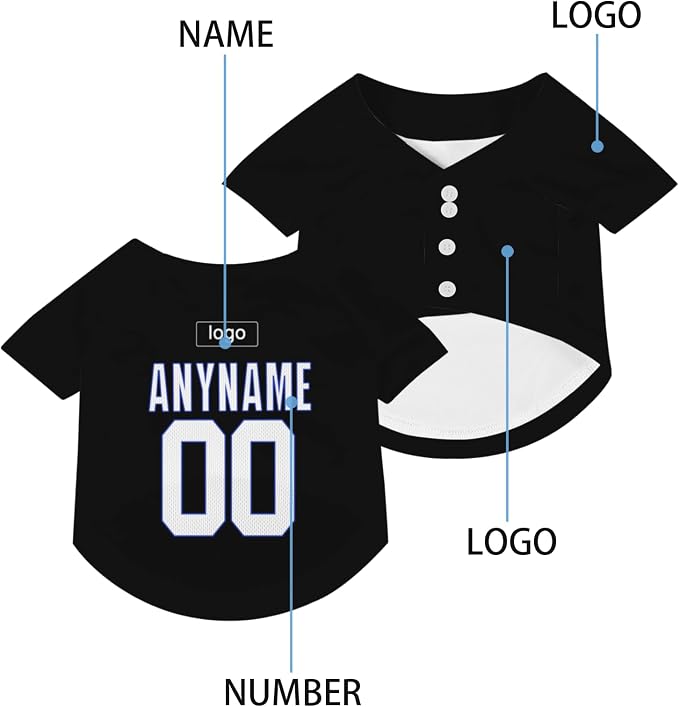 Custom Pet Dog Baseball Jersey Personalized Dog&Cat Jersey Printed Text Logo - Image 4