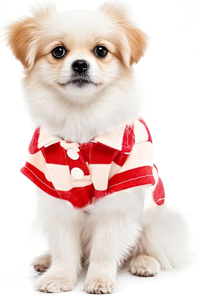 Dog Shirt Polo Shirt Striped Collar Puppy Clothes Summer Button Up Pet Clothes - Image 6