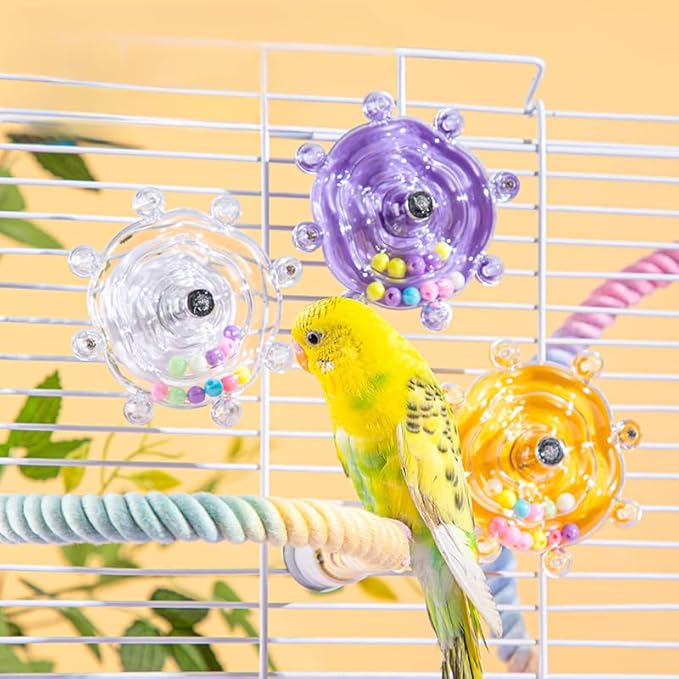 Parakeet Toys, Small Parrot Rotating Interactive Training Toy, Parakeet Cage - Image 2