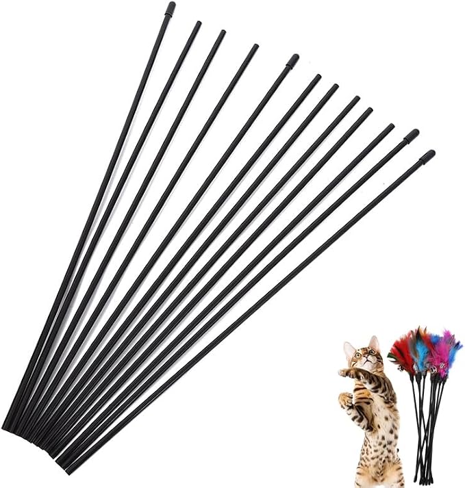 10 Pack Cat Interactive Toy Wand Replacement Rod 15'' DIY Kitten Teaser Plastic by SquEqu