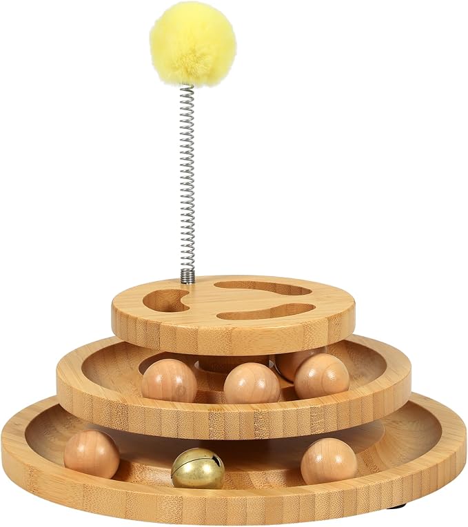 Cat Ball Track Toy with Puzzle Top, 3-Level Tower with 9 Removable Balls - Image 8