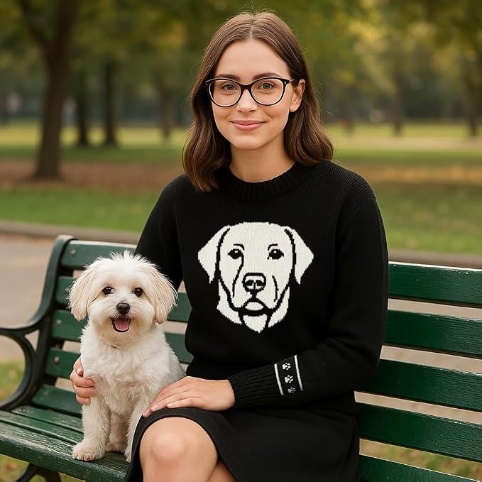 Custom Dog Knit Sweater for Women Personalized Pet Paw Print Pullover Dog Mom - Image 5