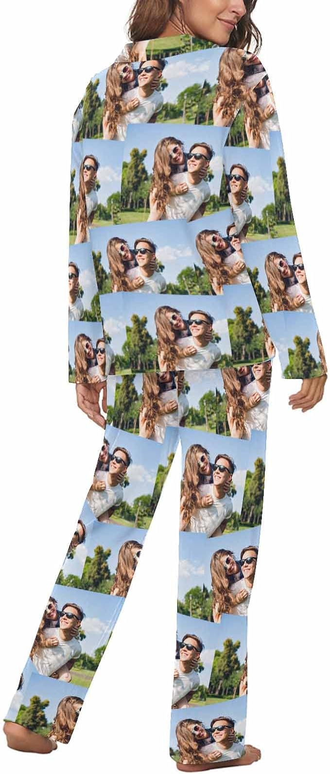MyPupSocks Custom Face Pajamas for Women Set, Personalized Photo Long Sleepwear - Image 2