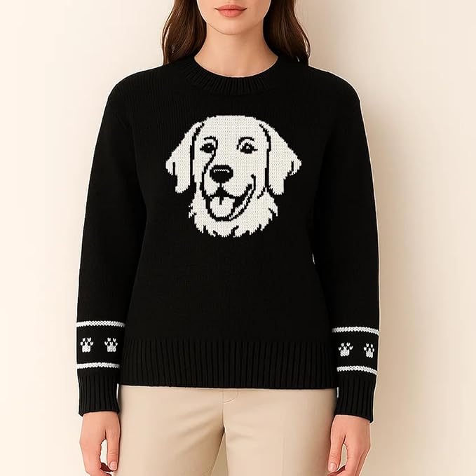 Custom Dog Knit Sweater for Women Personalized Pet Paw Print Pullover Dog Mom - Image 2