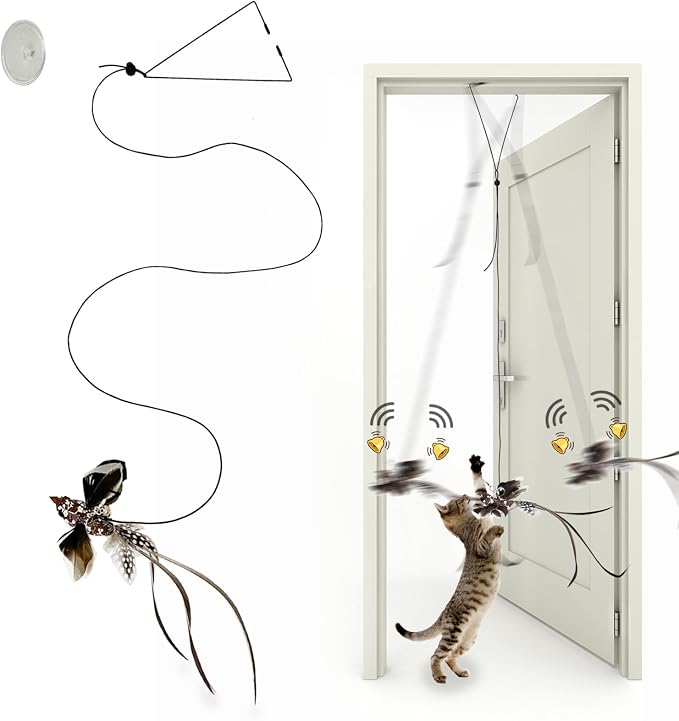 Cat Toys Indoor Hanging Door Retractable Flying Da Bird Cat Toy by Mitubati