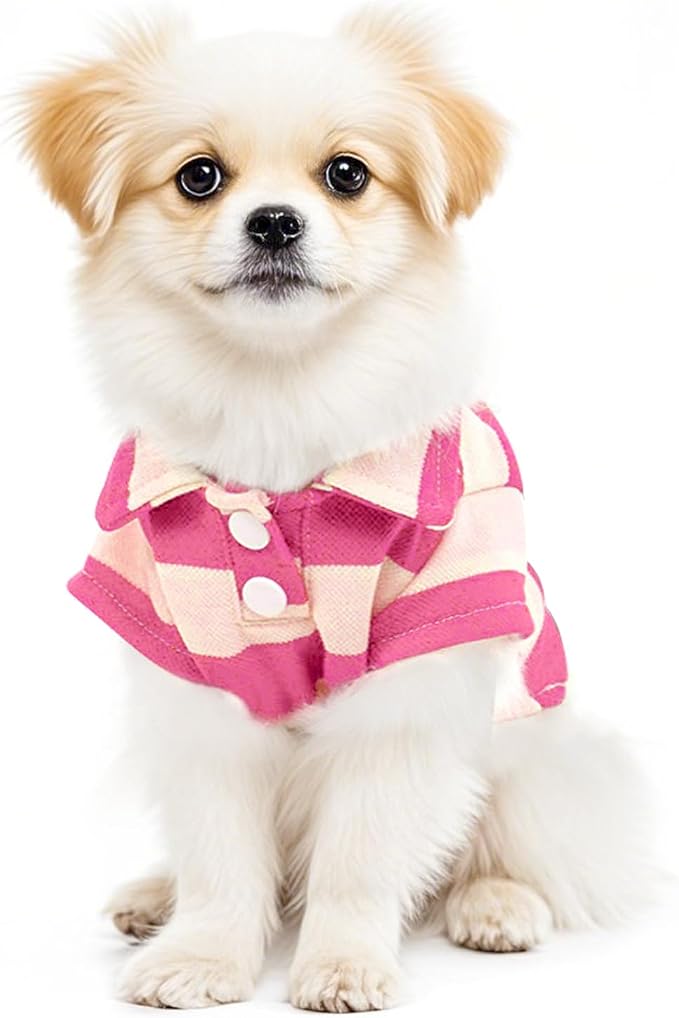 Dog Shirt Polo Shirt Striped Collar Puppy Clothes Summer Button Up Pet Clothes - Image 6