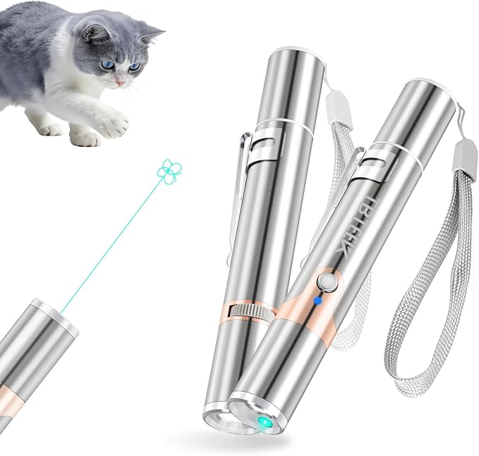 TBTeek Cat Toy, with Metal Case, Rechargeable, 7 Patterns, Interactive Kitten by TBTeek