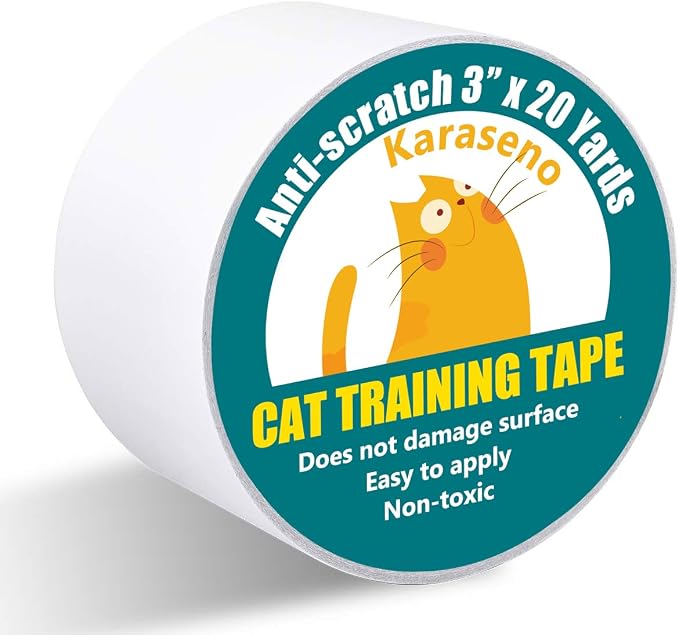 Anti Cat Scratch Tape: 3 inches x 20 Yards Cat Training Tape, 100% Transparent by KARASENO