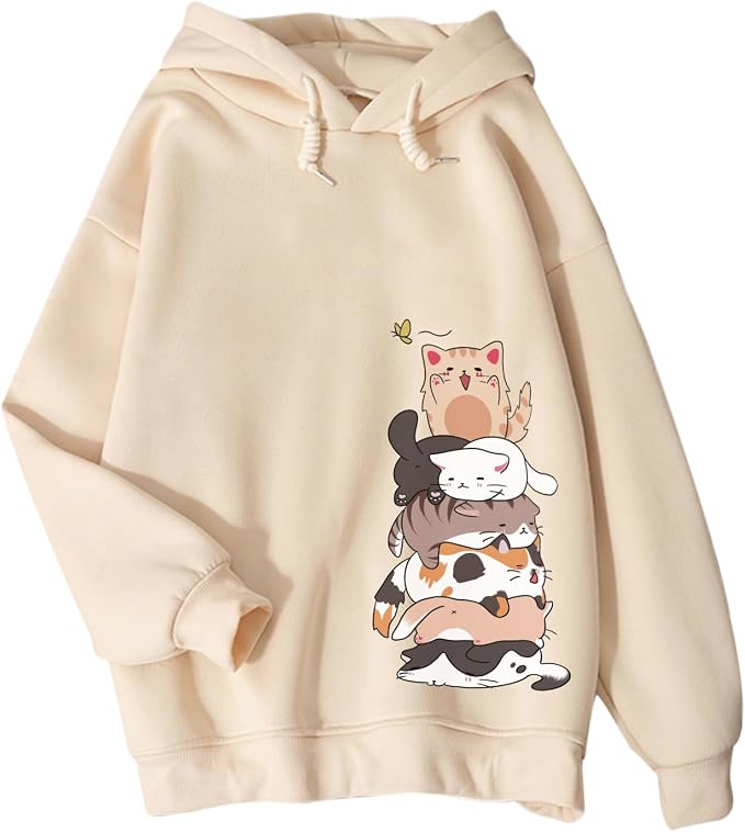 Tuislay Cute Cat Graphic Hoodies by TUISLAY
