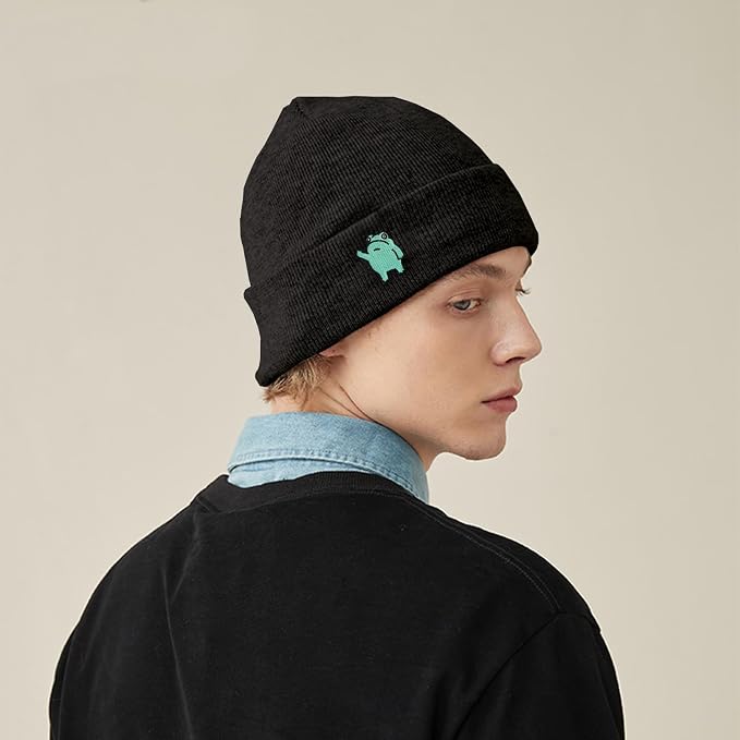 Funny Beanies Warm Knit Hats Fall Winter Black Hip Pop Knit Hat Cap - Image 3