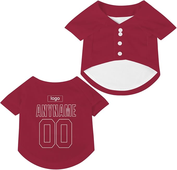 Custom Pet Dog Baseball Jersey Personalized Dog&Cat Jersey Printed Text Logo by Lonhooker