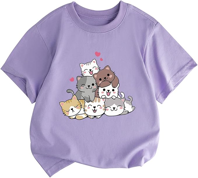 KEEVICI Cute Cartoon Cat Shirts by KEEVICI