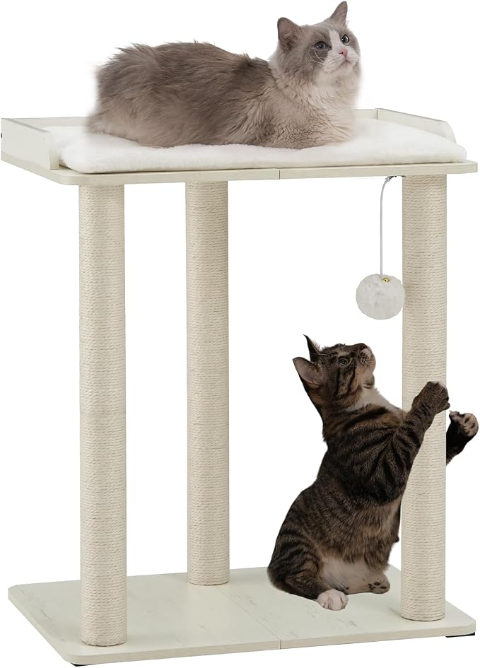 FourFurPets 26.7in Large Cat Tree Tower Condo, Cat Scratch Posts by FourFurPets